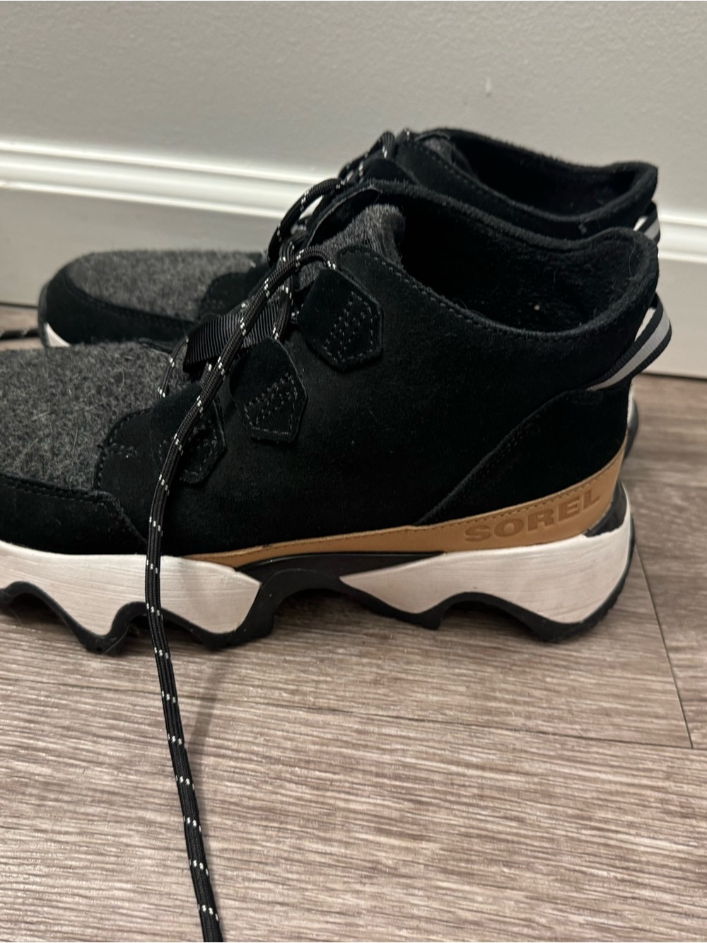 Sorel Black, Gray & Tan Chunky Lace-Up Sneakers